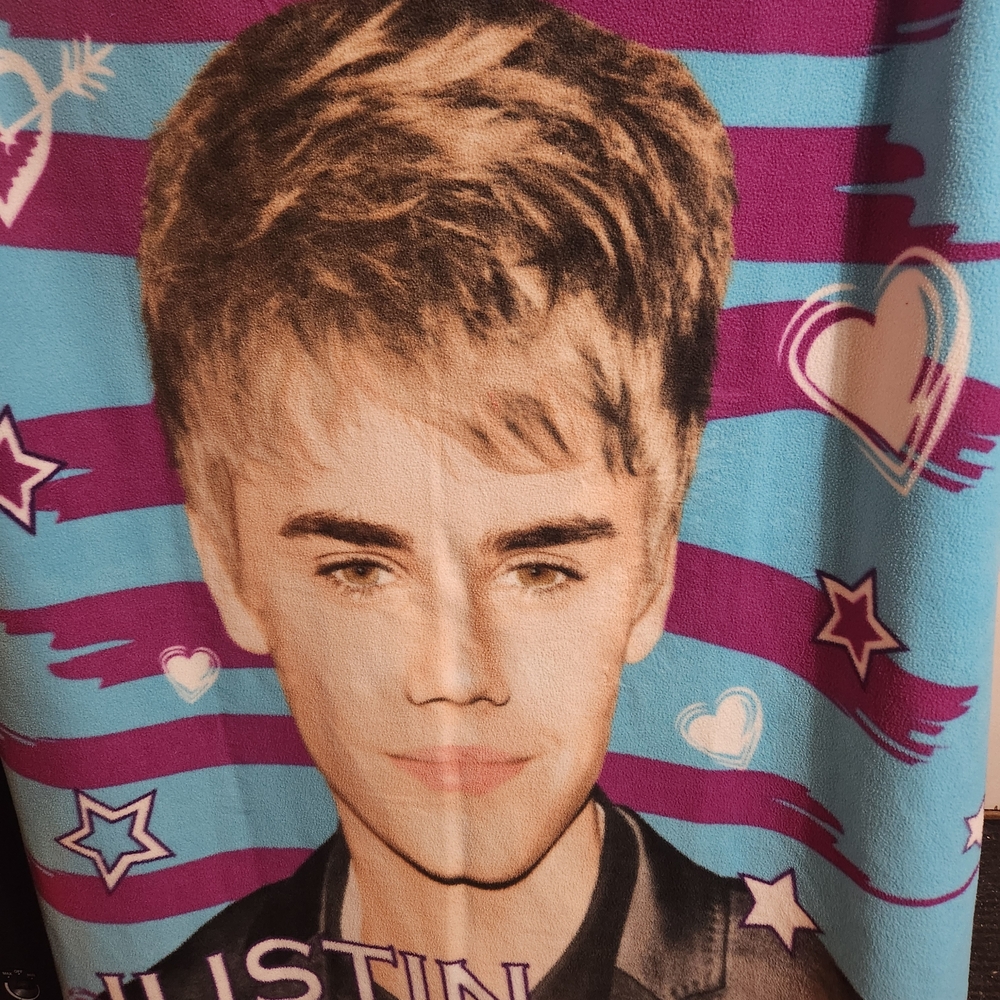 Bravado Turquoise & Purple Graphic Fleece JUSTIN BIEBER  BLANKET
